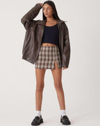 Women's Oversized Leather Biker Jacket with Zipper