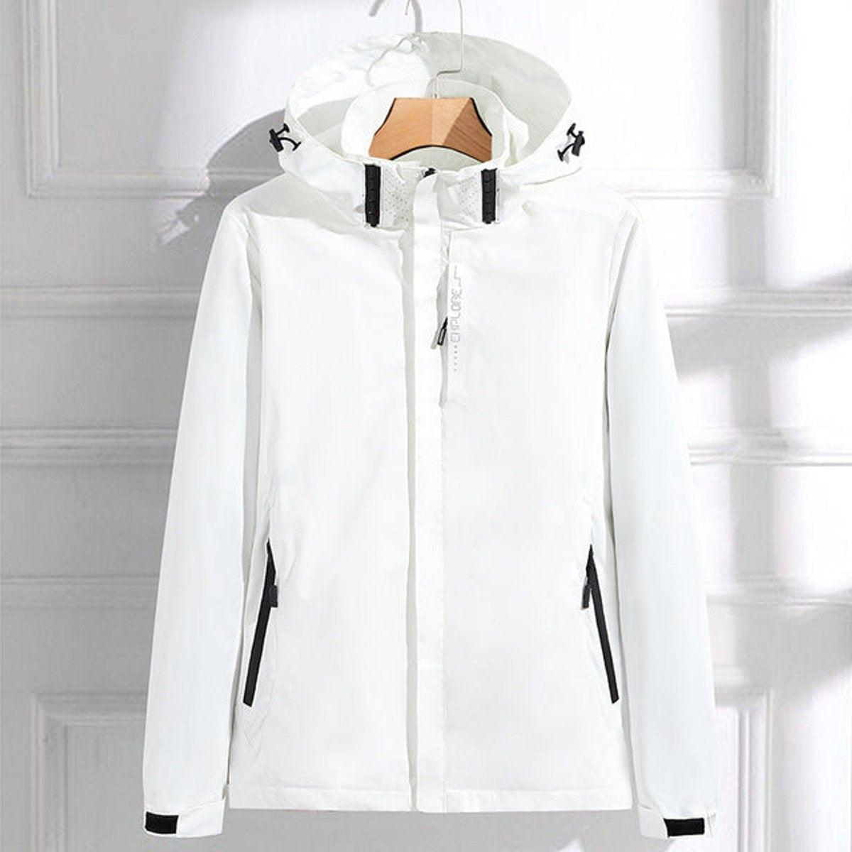 Chaqueta Impermeable con Capucha Mujer Cortavientos