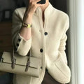 Chaqueta de Punto Texturizado Mujer Escote V Botones