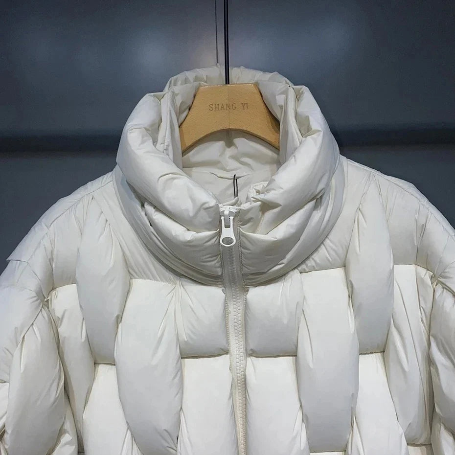 Chaqueta de Plumas Oversize Mujer Cuello Alto Cremallera