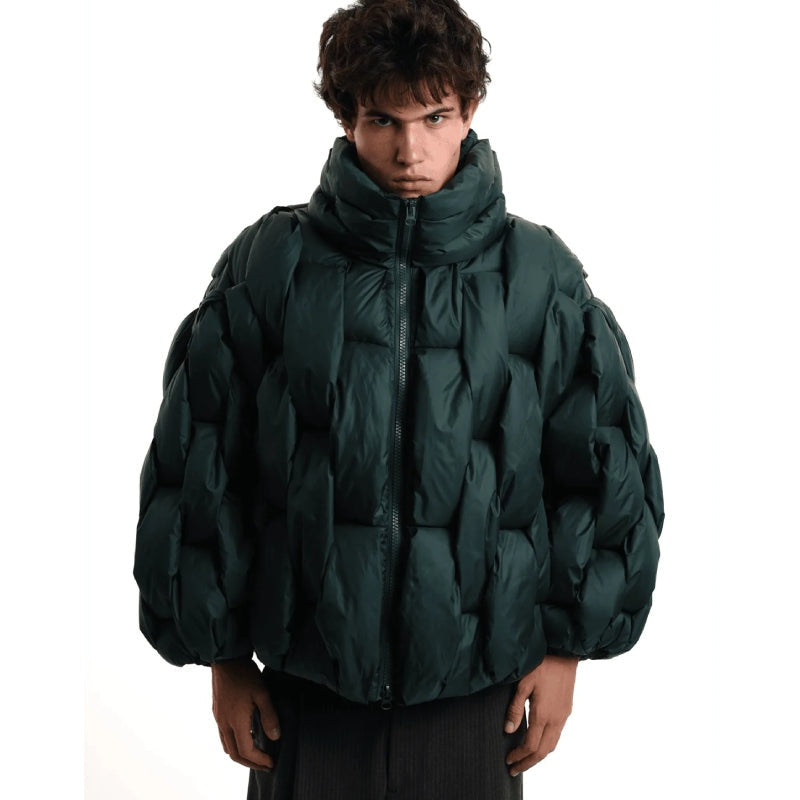 Chaqueta de Plumas Oversize Mujer Cuello Alto Cremallera