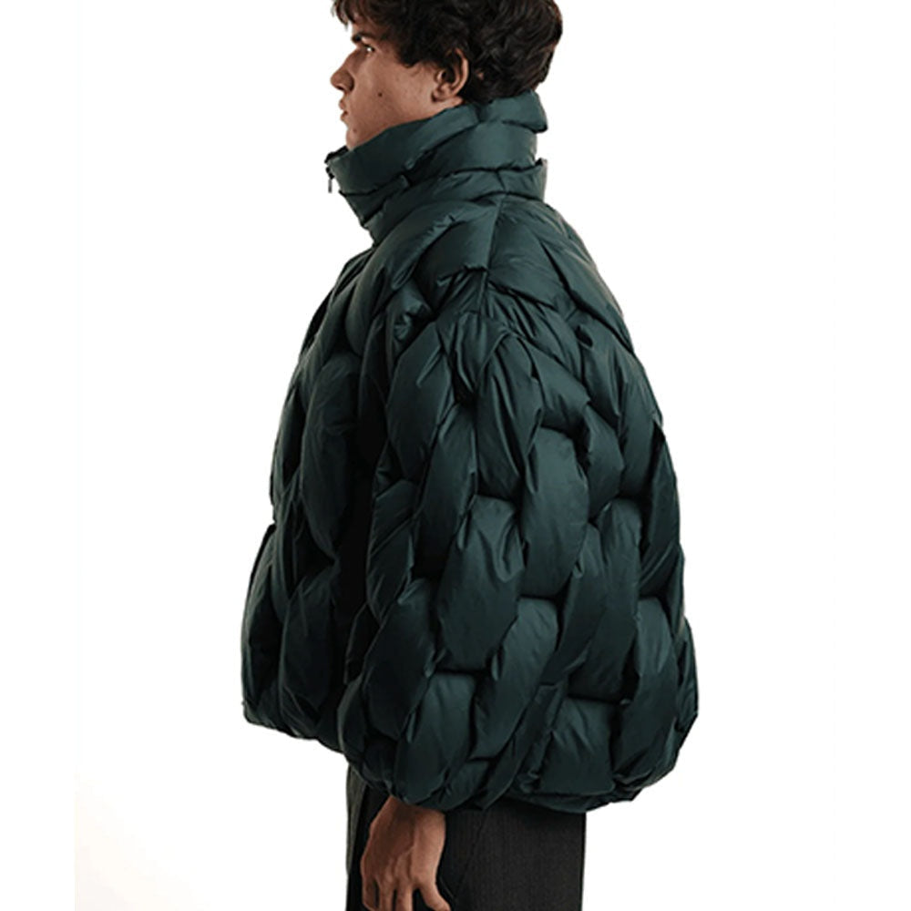Chaqueta de Plumas Oversize Mujer Cuello Alto Cremallera