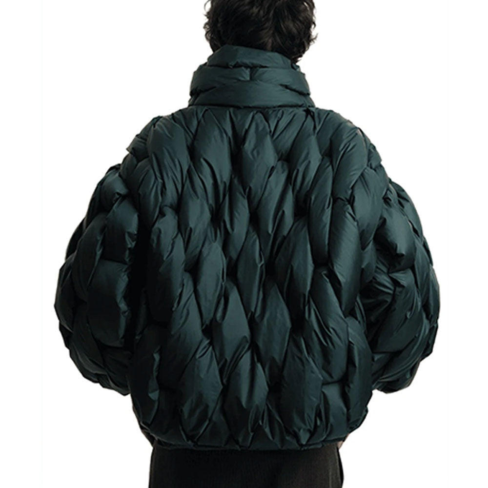 Chaqueta de Plumas Oversize Mujer Cuello Alto Cremallera