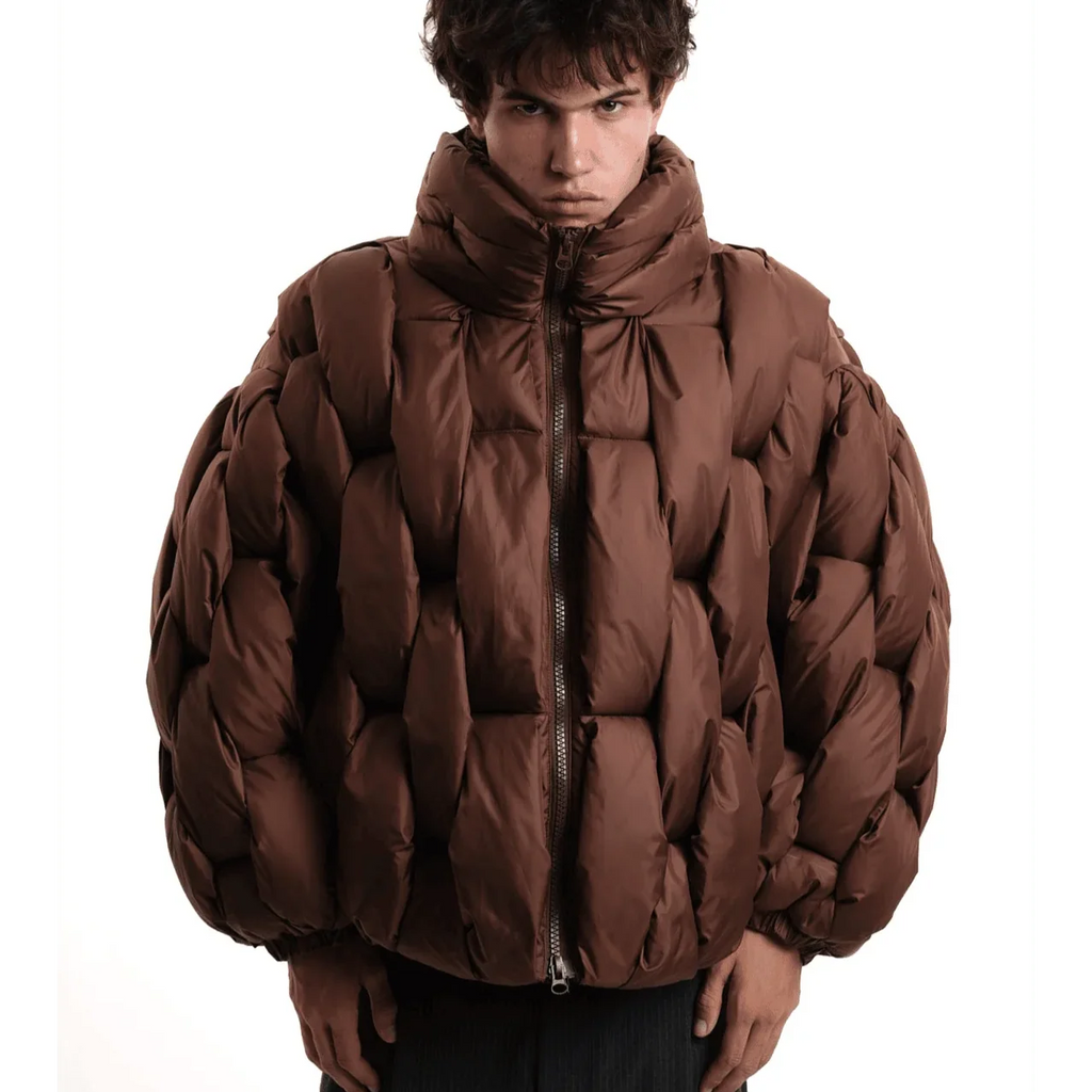 Chaqueta de Plumas Oversize Mujer Cuello Alto Cremallera