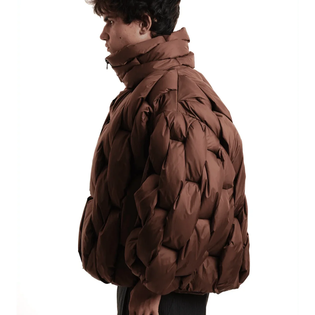 Chaqueta de Plumas Oversize Mujer Cuello Alto Cremallera