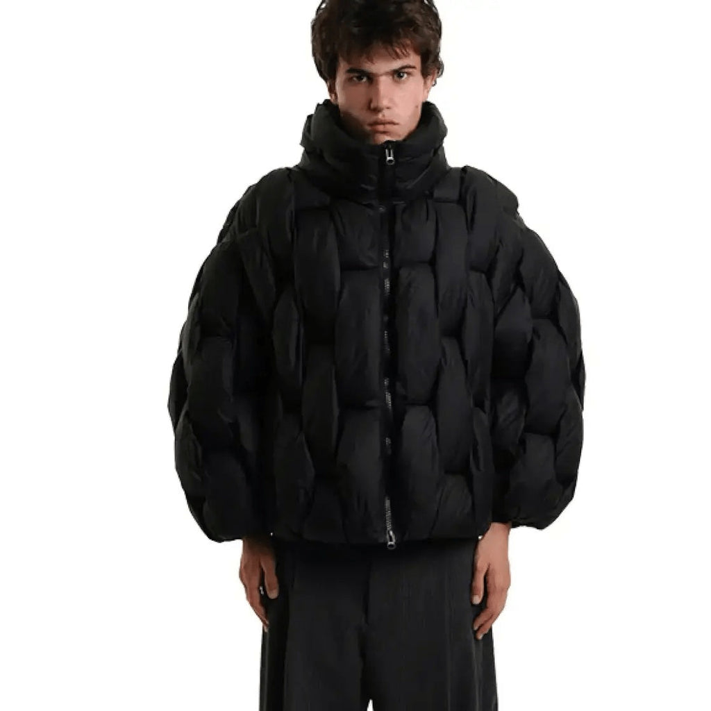 Chaqueta de Plumas Oversize Mujer Cuello Alto Cremallera