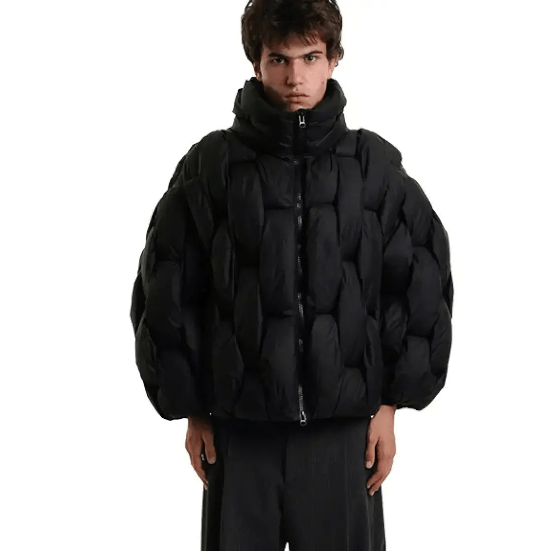 Chaqueta de Plumas Oversize Mujer Cuello Alto Cremallera