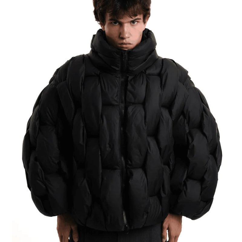 Chaqueta de Plumas Oversize Mujer Cuello Alto Cremallera