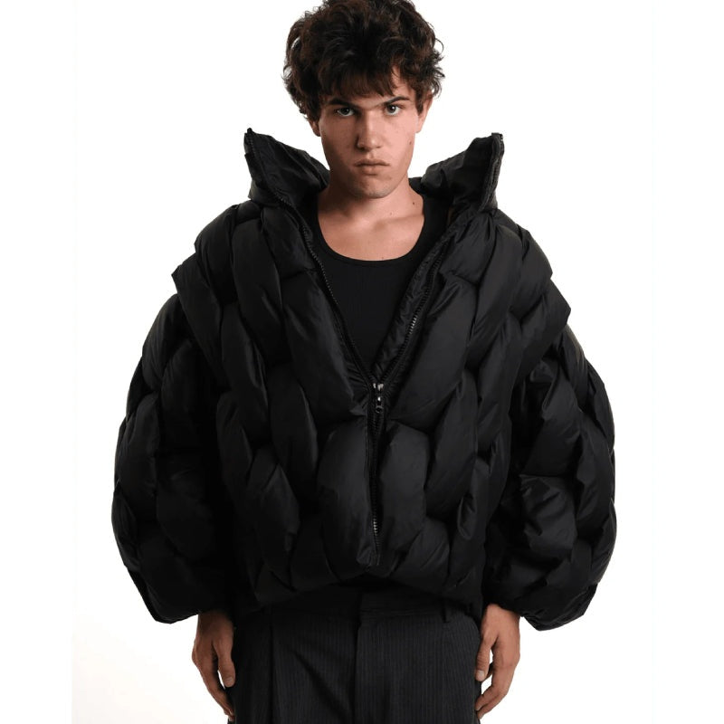 Chaqueta de Plumas Oversize Mujer Cuello Alto Cremallera