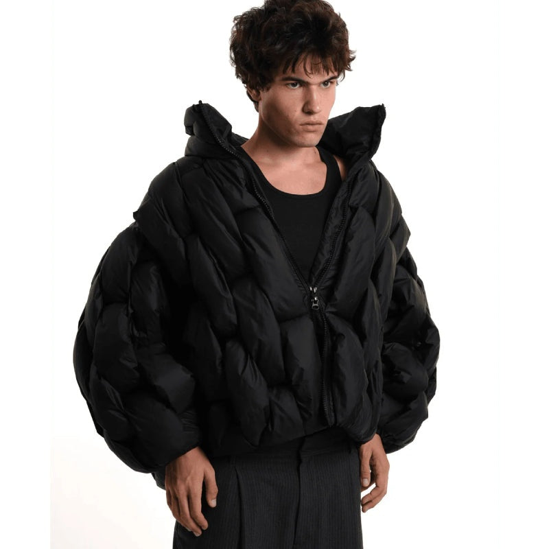 Chaqueta de Plumas Oversize Mujer Cuello Alto Cremallera