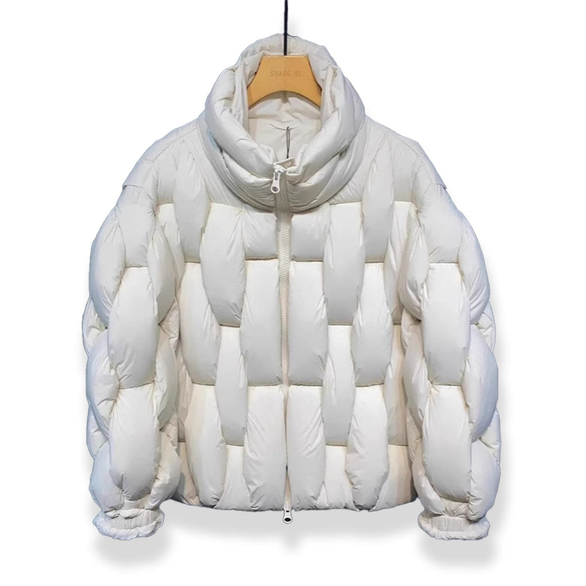 Chaqueta de Plumas Oversize Mujer Cuello Alto Cremallera