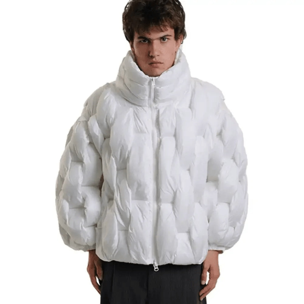 Chaqueta de Plumas Oversize Mujer Cuello Alto Cremallera