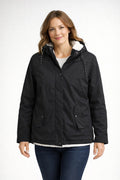 Chaqueta Impermeable con Forro Borreguito Mujer con Capucha