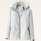 Women's Printed Hooded Windbreaker Jacket with Zipper
