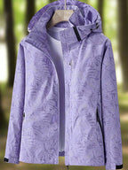 Women's Printed Hooded Windbreaker Jacket with Zipper