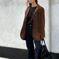 Chaqueta de Ante Mujer Solapa Corte Recto