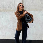 Women's Suede Jacket Straight Cut Lapel