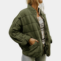 Chaqueta Acolchada Bomber Mujer Cuello Mao Cremallera