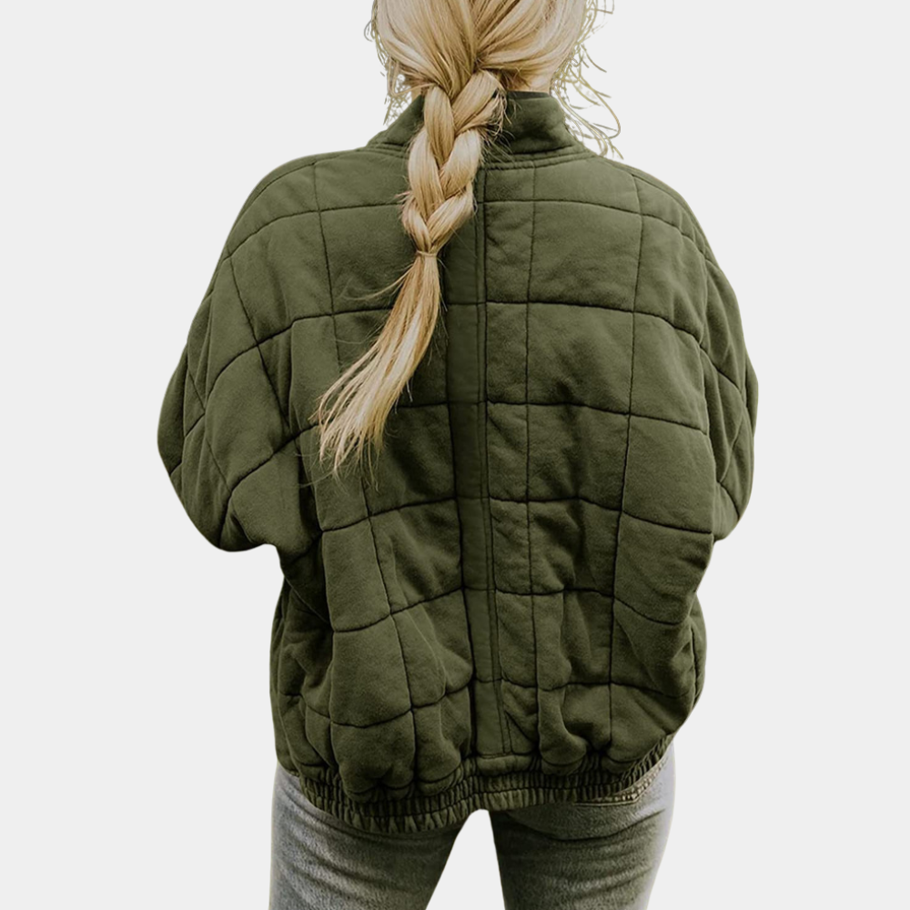 Chaqueta Acolchada Bomber Mujer Cuello Mao Cremallera