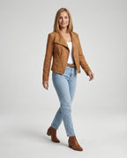 Women's Suede Biker Jacket Asymmetric Closure