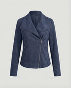 Women's Suede Biker Jacket Asymmetric Closure