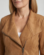 Women's Suede Biker Jacket Asymmetric Closure