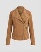 Women's Suede Biker Jacket Asymmetric Closure