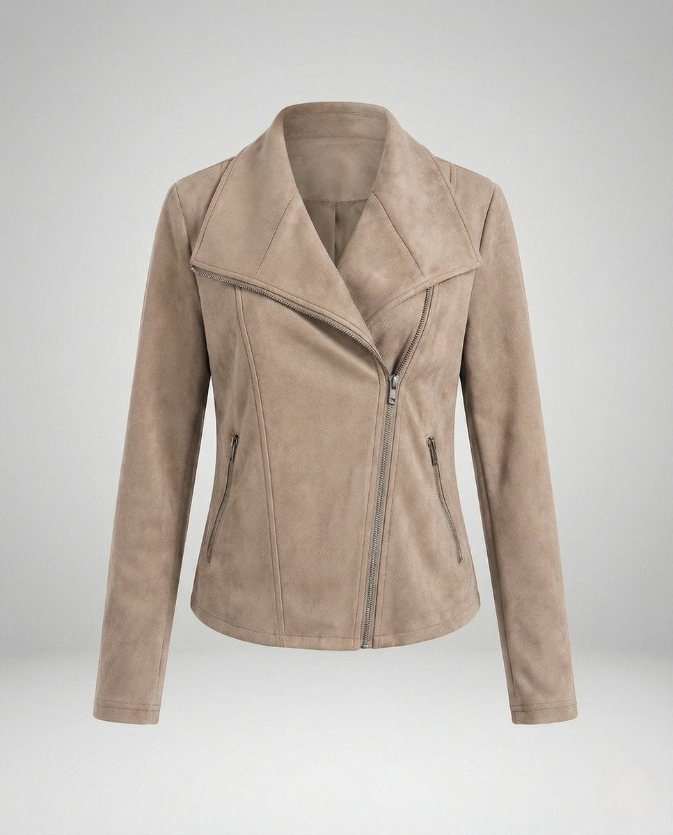 Chaqueta Motera de Ante Mujer Cierre Asimétrico