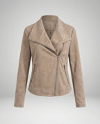 Women's Suede Biker Jacket Asymmetric Closure