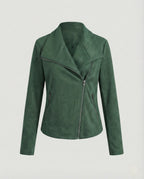 Women's Suede Biker Jacket Asymmetric Closure