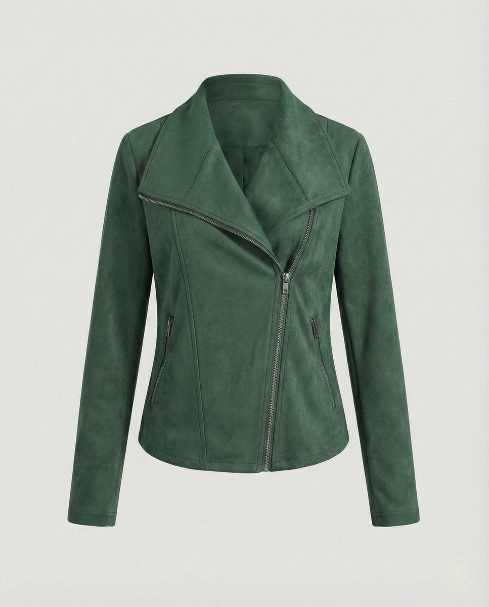 Chaqueta Motera de Ante Mujer Cierre Asimétrico