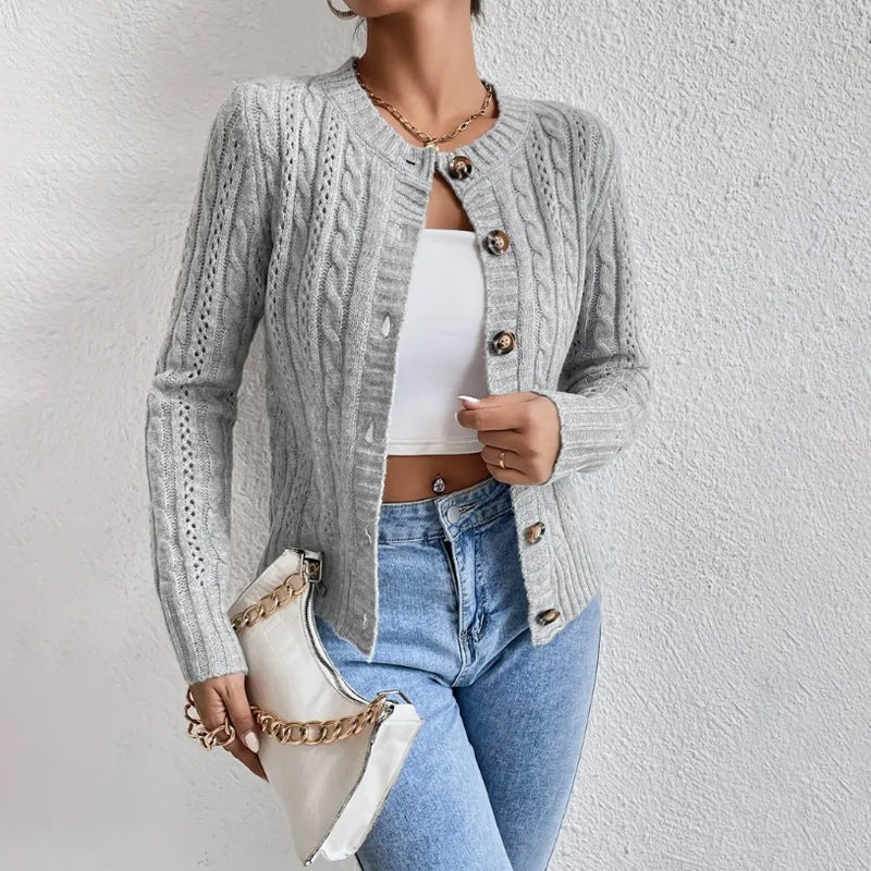 Chaqueta de Punto Mujer Manga Larga Botones