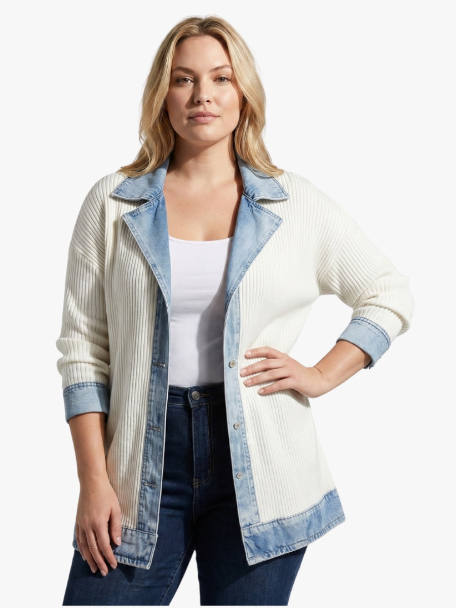 Chaqueta de Punto Vaquera Mujer Manga Larga