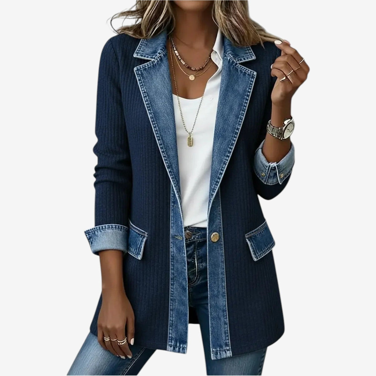 Chaqueta de Punto Vaquera Mujer Manga Larga