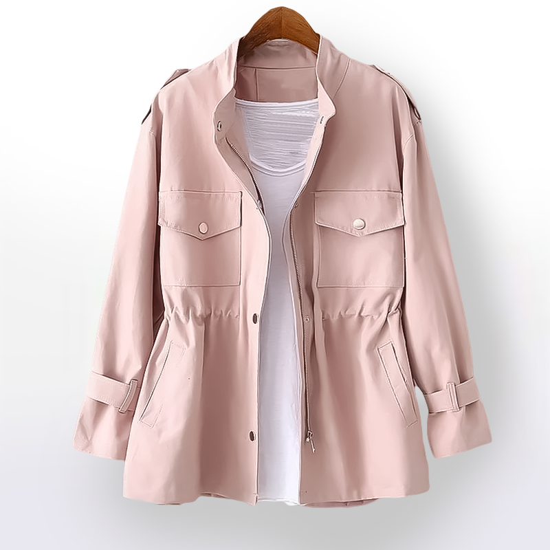 Chaqueta Militar Corta Mujer Cintura Ajustable