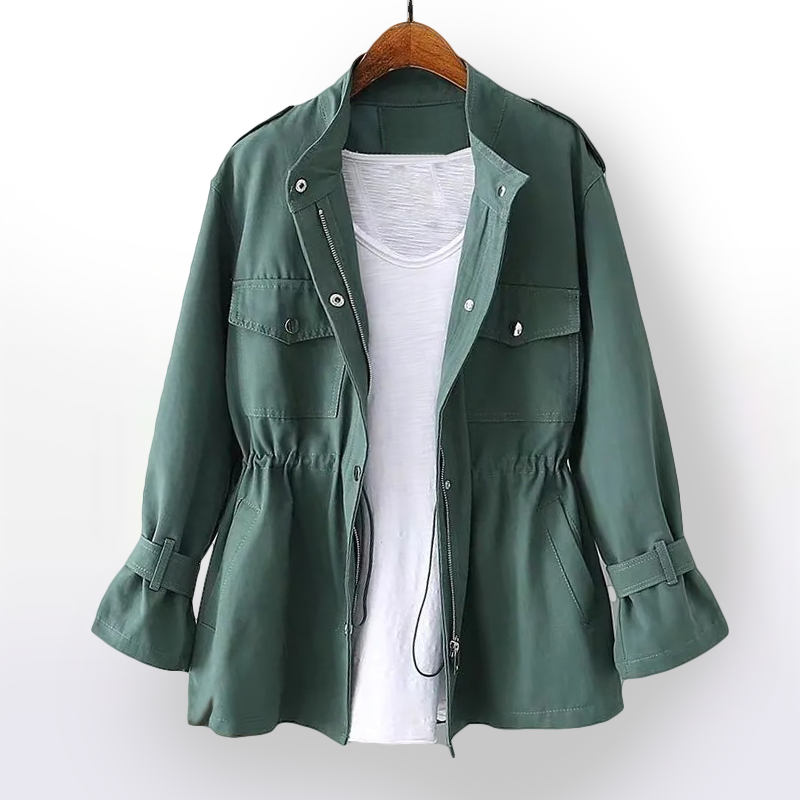 Chaqueta Militar Corta Mujer Cintura Ajustable