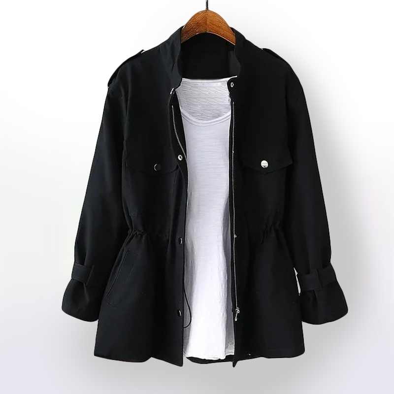Chaqueta Militar Corta Mujer Cintura Ajustable