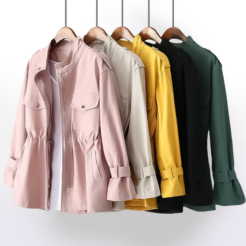 Chaqueta Militar Corta Mujer Cintura Ajustable