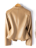 Women's Asymmetric Zip Sheepskin Biker Jacket