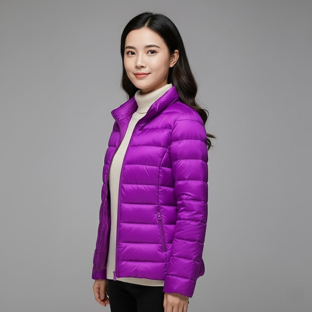 Chaqueta Acolchada Puffer Jacket Mujer Cuello Alto