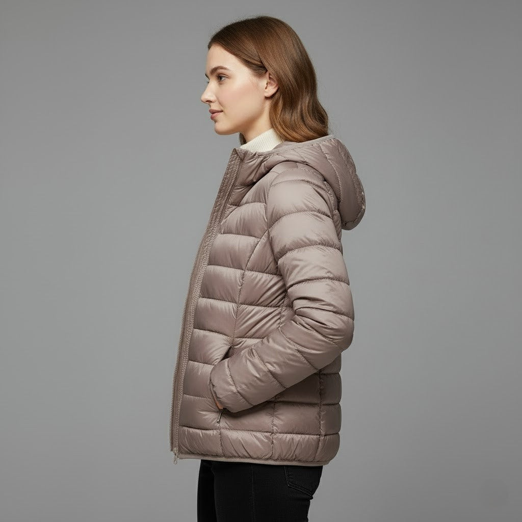 Chaqueta Acolchada Puffer Jacket Mujer Cuello Alto