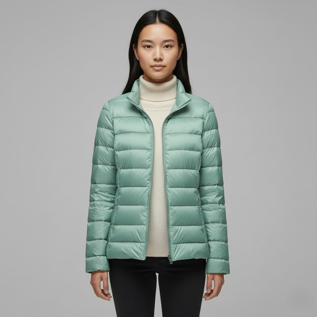 Chaqueta Acolchada Puffer Jacket Mujer Cuello Alto