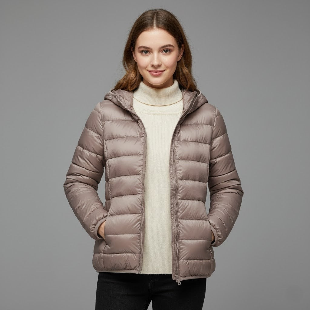 Chaqueta Acolchada Puffer Jacket Mujer Cuello Alto