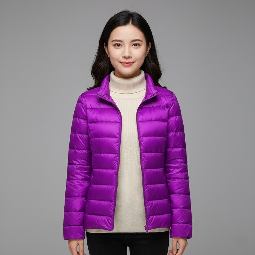 Chaqueta Acolchada Puffer Jacket Mujer Cuello Alto