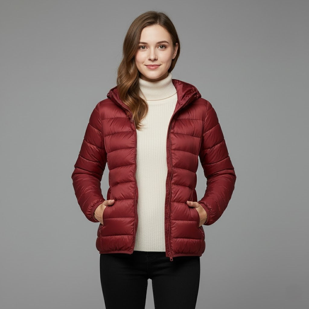 Chaqueta Acolchada Puffer Jacket Mujer Cuello Alto