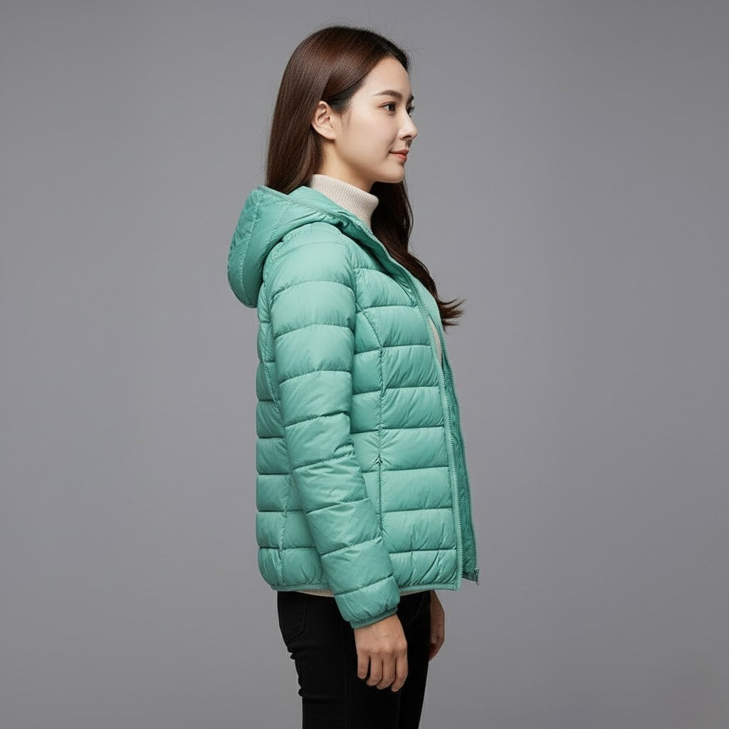 Chaqueta Acolchada Puffer Jacket Mujer Cuello Alto