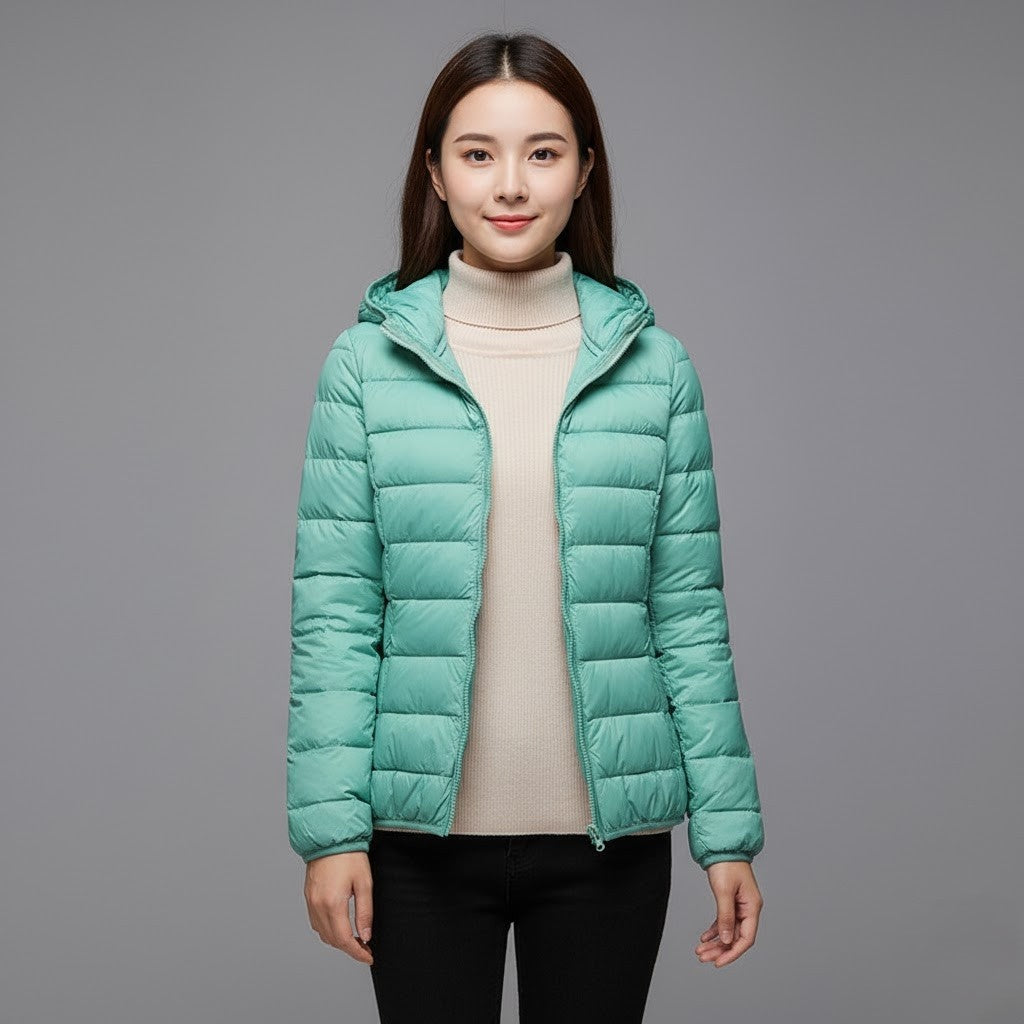Chaqueta Acolchada Puffer Jacket Mujer Cuello Alto