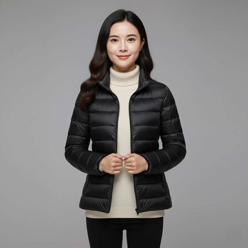 Chaqueta Acolchada Puffer Jacket Mujer Cuello Alto