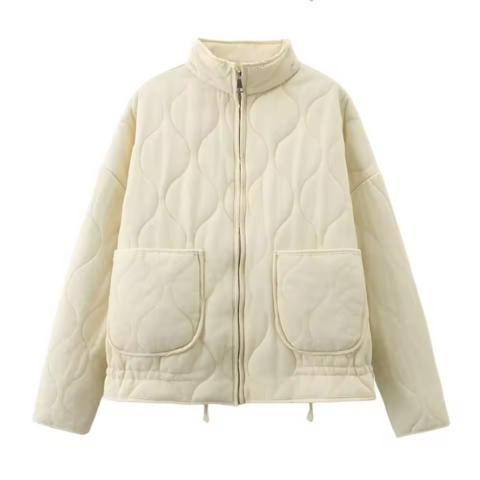 Chaqueta Bomber Acolchada Mujer Cuello Alto Cremallera