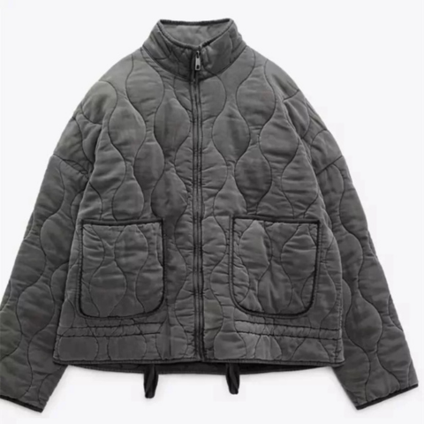 Chaqueta Bomber Acolchada Mujer Cuello Alto Cremallera